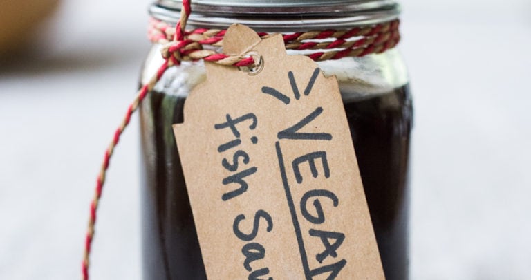 A simple recipe for Vegan Fish Sauce - a great substitute for fish sauce that adds depth and umami flavor to Asian dishes. Gluten-free adaptable.