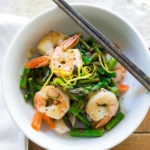 Shrimp Asparagus Stir Fry with Lemon and Basil -a delicious and healthy skillet meal that can be made in just 15-minutes! Low-carb and GF.