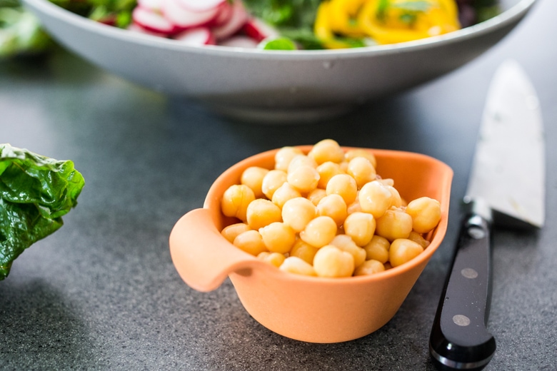 Mediterranean Chard Salad with farmers market veggies, chickpeas and toasted pepitas. | www.feastingathome.com 