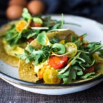 Scrambled Egg Tacos- a healthier lighten up version of breakfast tacos, these make a quick dinner or late night snack!