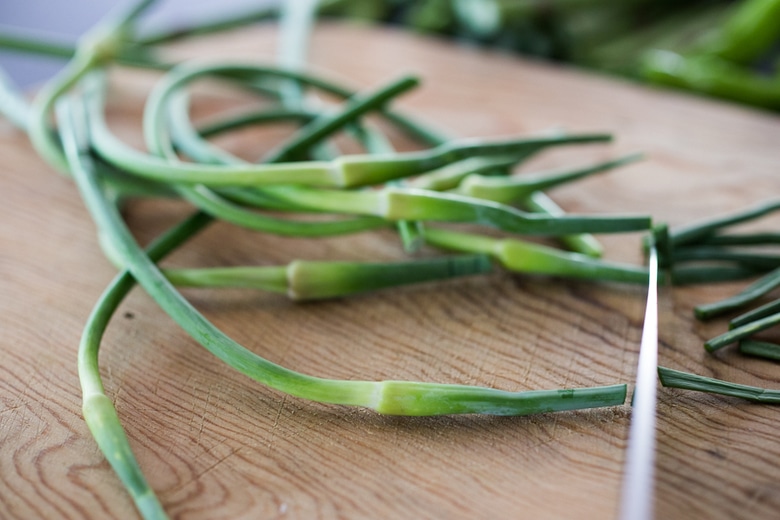 Grilled Garlic Scapes, Asparagus and Shishito Peppers with Sesame - a vegan, gluten-free adaptable side dish, perfect for summer! | www.feastingathome.com 