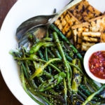 Grilled Asparagus with Garlic Scapes & Shishito Peppers tossed with a simple, Asian-Style Marinade then grilled to perfection- a vegan, gluten-free adaptable side dish, perfect for summer that can be paired with your choice of protein.