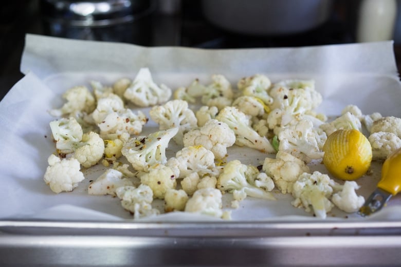 Roasted Cauliflower Pasta with Toasted Walnuts, Parsley, Garlic and Lemon Zest - a delicious vegan dinner that can be made in 30 minutes! | www.feastingathome.com