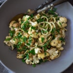 Cauliflower Pasta with Toasted Walnuts, Parsley, Lemon and Garlic. Vegan and GF adaptable!