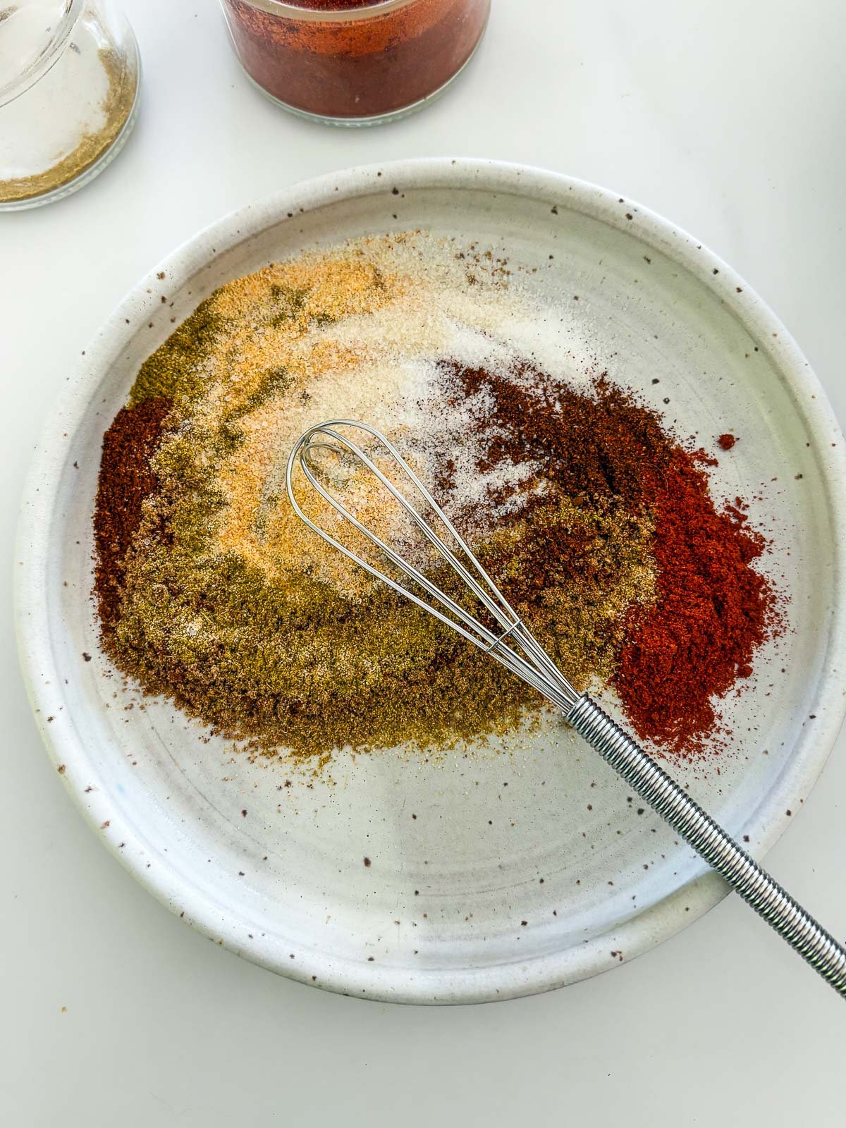 Mixing the fish taco spices