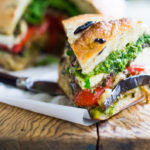 Grilled Eggplant Muffuletta Sandwich - a vegetarian version of the Italian classic! | www.feastingathome.com