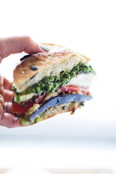 Grilled Eggplant Muffuletta Sandwich