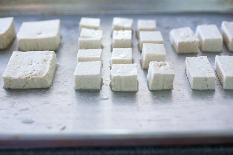 how to cut tofu- 3 different shapes.