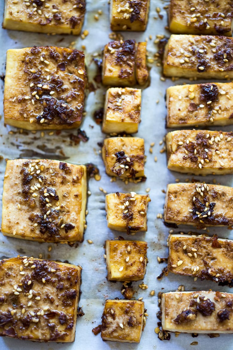 Baked Tofu with sesame miso marinade 