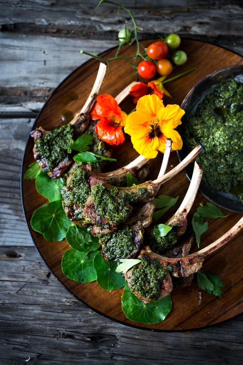 Grilled Lamb Lollipops with Salsa Verde (Italian Herb Sauce) Your lamb-loving guests will swoon with delight- it's our MOST requested catering recipe! | www.feastingathome.com