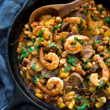 Spanish White Bean, Shrimp and Sausage Skillet-image