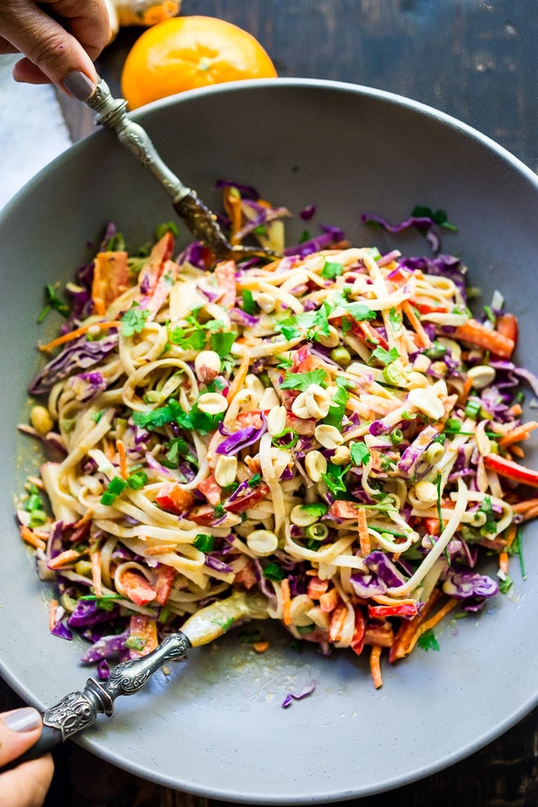 Vegan Thai Noodle Salad + Plus 10 Warming THAI RECIPES to help take the chill out of winter | www.feastingathome.com