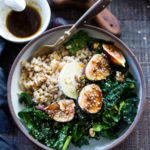 Farro Bowl with Figs, Kale and Goat Cheese- a simple, healthy and packable meal, perfect for mid-week lunches. | www.feastingathome.com