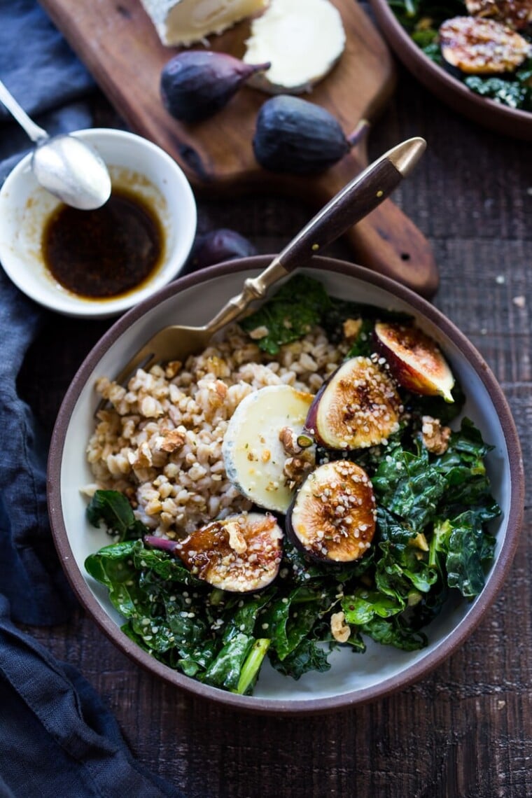 Farro Bowl with Kale & Figs Feasting At Home