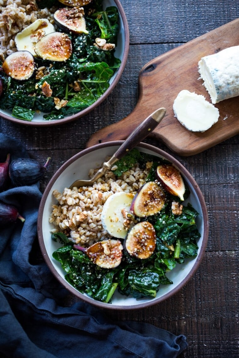 Farro Bowl with Kale & Figs Feasting At Home
