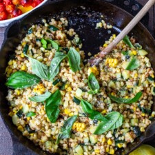 Fregola with Corn, Zucchini and Basil