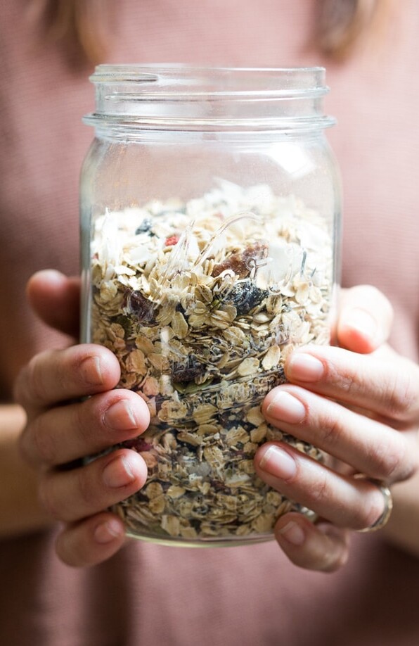 A jar of homemade muesli.