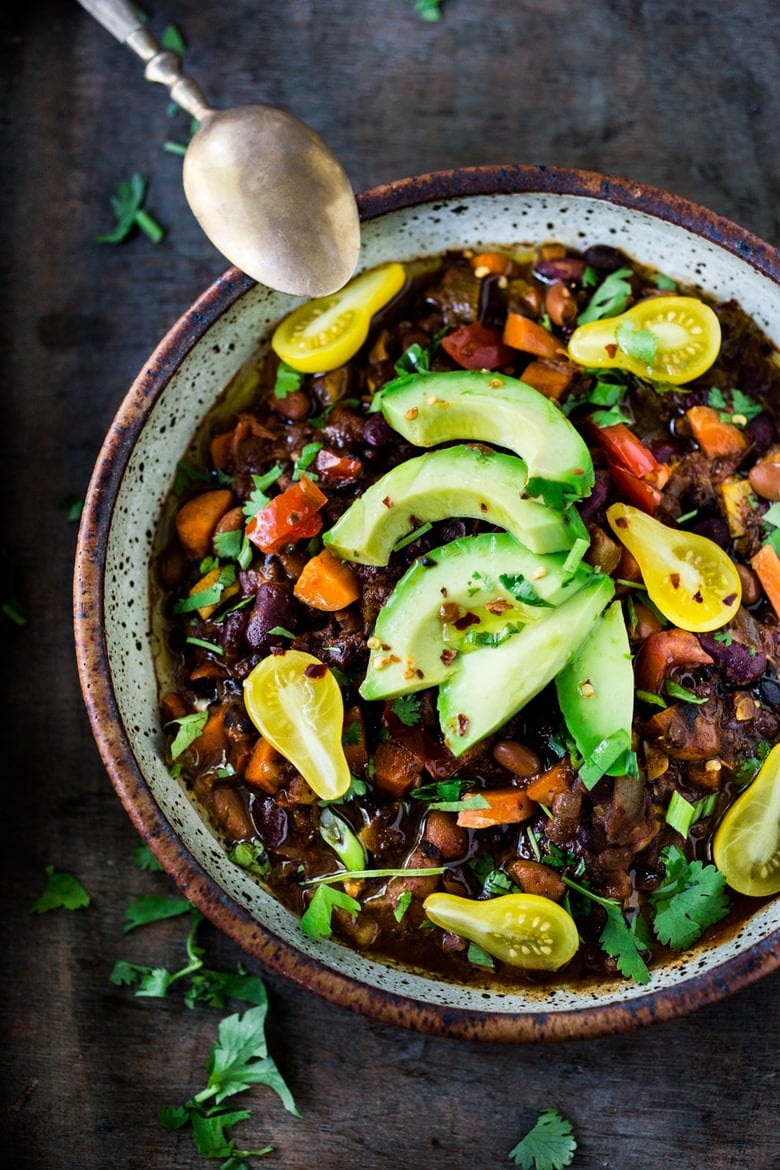 This Vegan Chili recipe is so rich and robust! Packed full of flavor, it's wholesome and hearty with layers of complexity and depth. Video. 