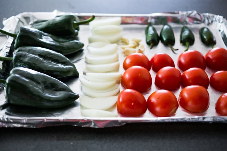 Roasted Black bean Chile Rellenos Recipe- a healthy lightened up version that is roasted instead of fried and is gluten free and vegan adaptable! | www.feastingathome.com