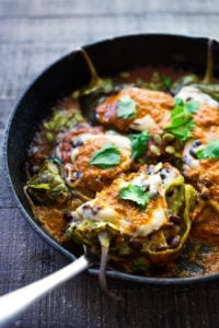 Roasted Chile Rellenos- vegan adaptable, lightened up a nd can be made on one sheet pan!