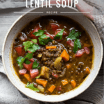 Make Life Simple, Instant Pot Lentil Soup is vegan and gluten free and can be made on the stove- top or in an Instant Pot in with 12 minutes of cook time! Flavorful and healthy with Middle Eastern Spices! www.feastingathome.com #instantpot #lentilsoup #lentils #instantpotlentilsoup #vegan #veganlentilsoup #instantpotsoup #instantpot #instantpotlentilsoup #eatclean #cleaneating