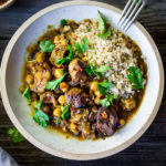 A quick, flavorful  and tender Middle Eastern Lamb Stew that can be made in an Instant Pot using the pressure cooker setting (or bake in the oven). Serve over basmati rice, quinoa, or cauliflower rice! 