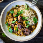 A quick, flavorful and tender Middle Eastern Lamb Stew that can be made in an Instant Pot using the pressure cooker setting (or bake in the oven). Serve over basmati rice, quinoa, or cauliflower rice!