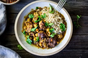 Simple & delicious Instant Pot Lamb Stew with chickpeas and fragrant Middle Eastern spices- a fast, flavorful, wholesome meal that can be made in an Instant Pot