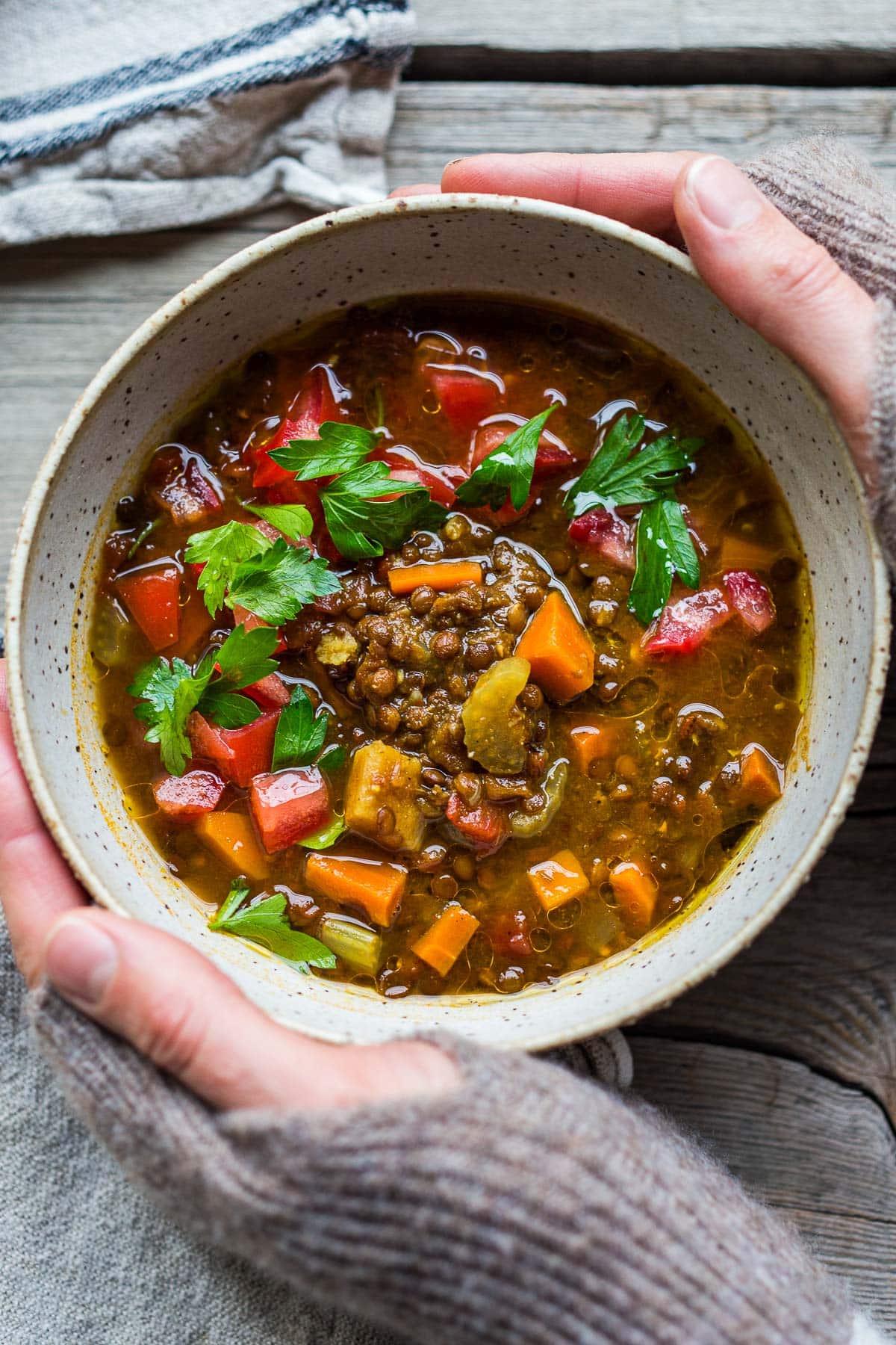 This Instant Pot Lentil Soup is cozy and comforting! Infused with fragrant Middle Eastern spices, it can be made in your Instant Pot or on your stovetop. Vegan, fast & easy. Includes a Video. 