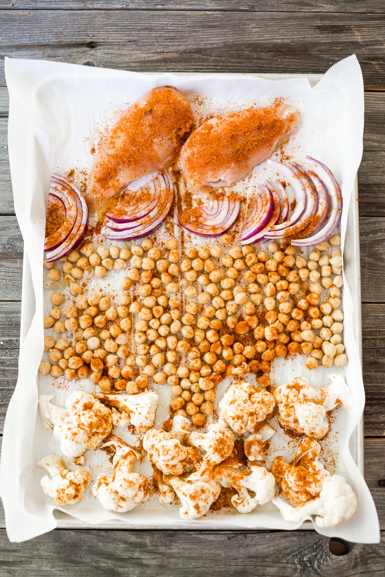 ingredients on a sheet pan