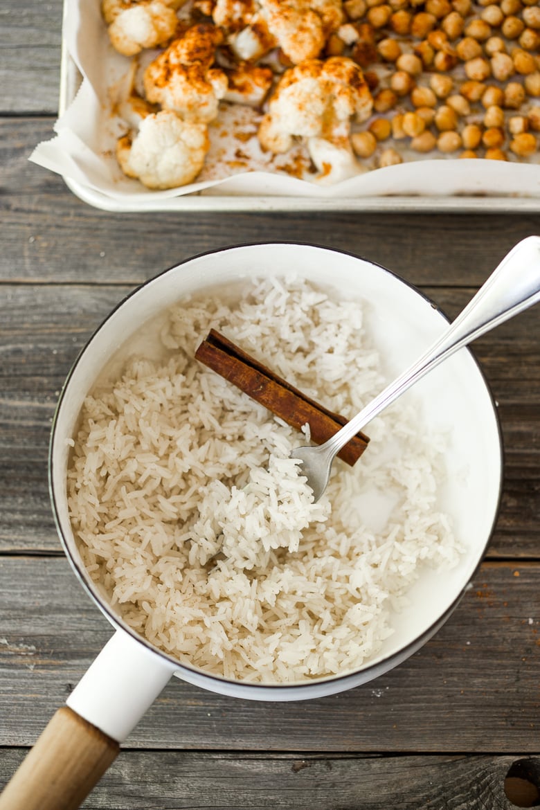 rice for chickpea Buddha bowl.