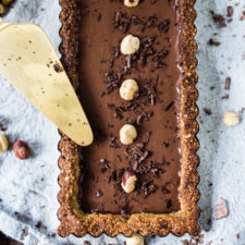 Vegan Chocolate Tart with Hazelnut Crust