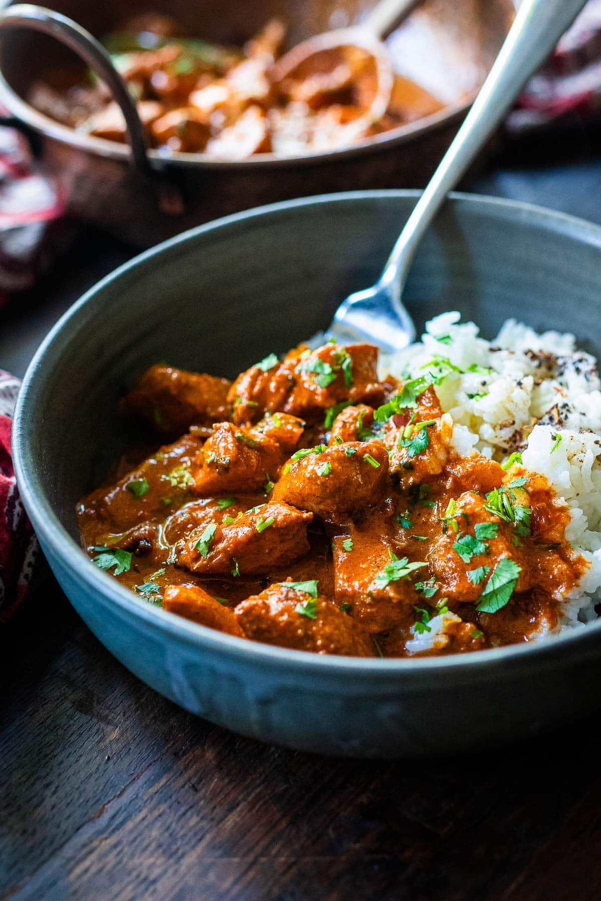 The best recipe for Butter Chicken, (Chicken Makhani) a classic Indian dish made with tender chicken breast in a fragrant spiced tomato curry sauce enriched with ghee. Vegan-adaptable and GF. 