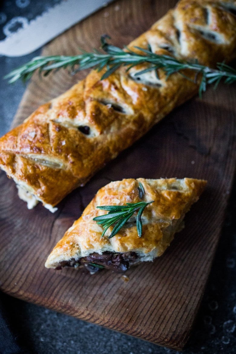 Mushroom Wellington with Rosemary and Pecans- a simple, tasty vegan main dish, that can be made ahead, perfect for holiday gatherings! | www.feastingathome.com