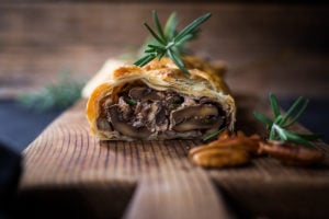 Mushroom Wellington with Rosemary and Pecans- a simple, tasty vegan main dish, that can be made ahead, perfect for holiday gatherings!