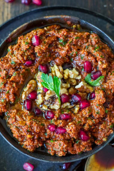 muhammara dip ( roasted red pepper dip from syria)