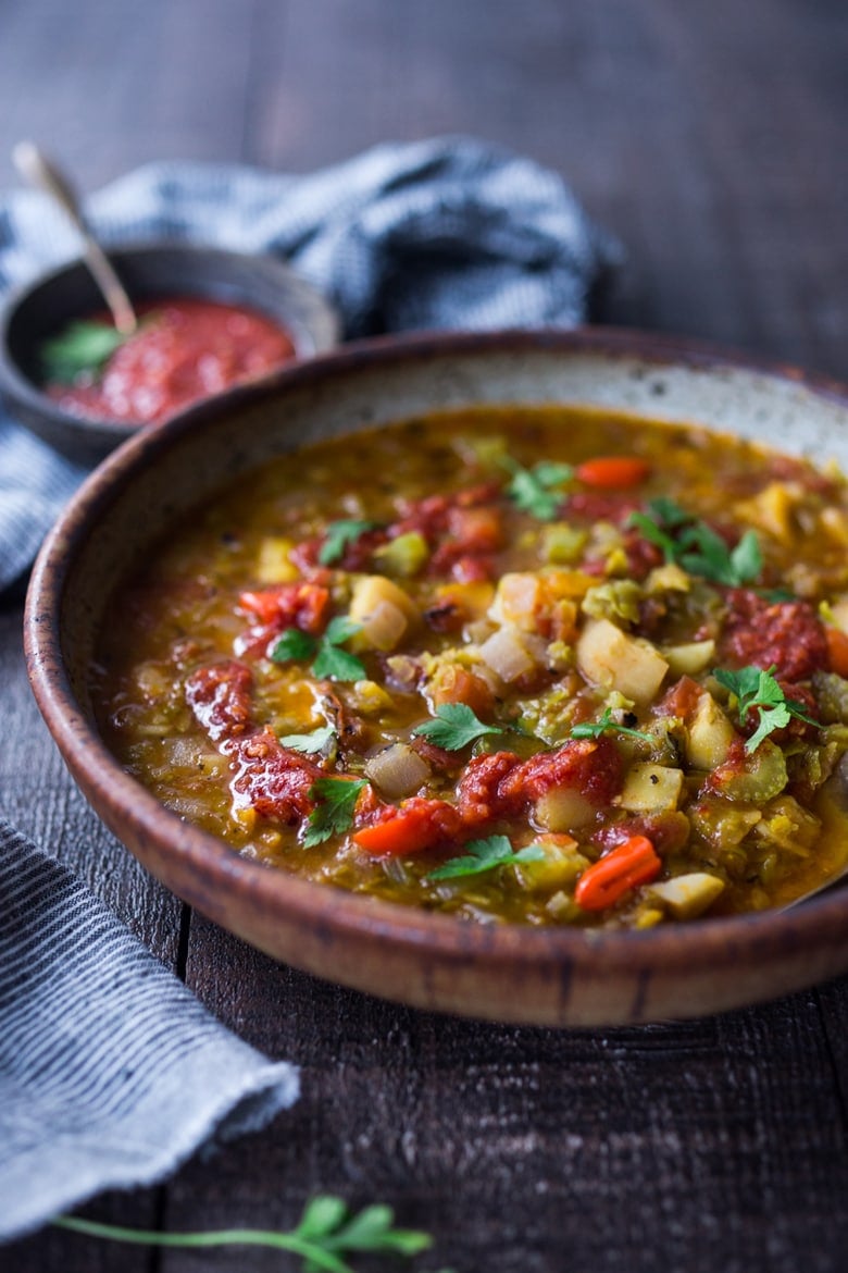 VEGAN, Make Life Simple Instant Pot Split Pea Soup with Harissa and North African Spices!