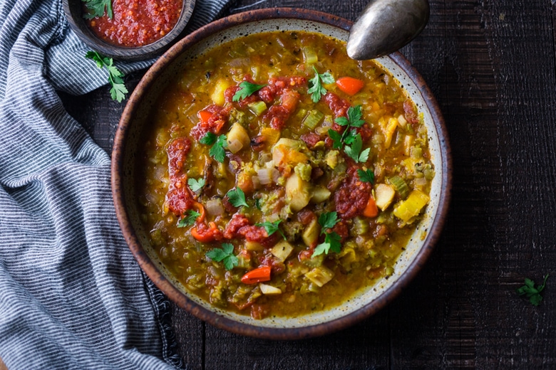  Instant Pot Split Pea Soup with Harissa 