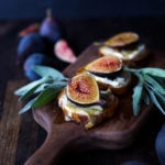 Fig Bruschetta with Cambozola and Sage Honey- a simple delicious appetizer highlighting fresh figs that comes together in minutes, perfect for fall gatherings and special events. #figs #figbruschetta #figappetizer #appetizers #partyappetizer #vegetarian