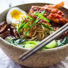 Spicy Miso Ramen with Chili Roasted Salmon and Bok Choy-image