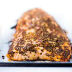 Simple 3 Ingredient, Mustard Baked Salmon! Easy, fast and full of flavor! #salmon #bakedSalmon #mustard #easysalmonrecipe