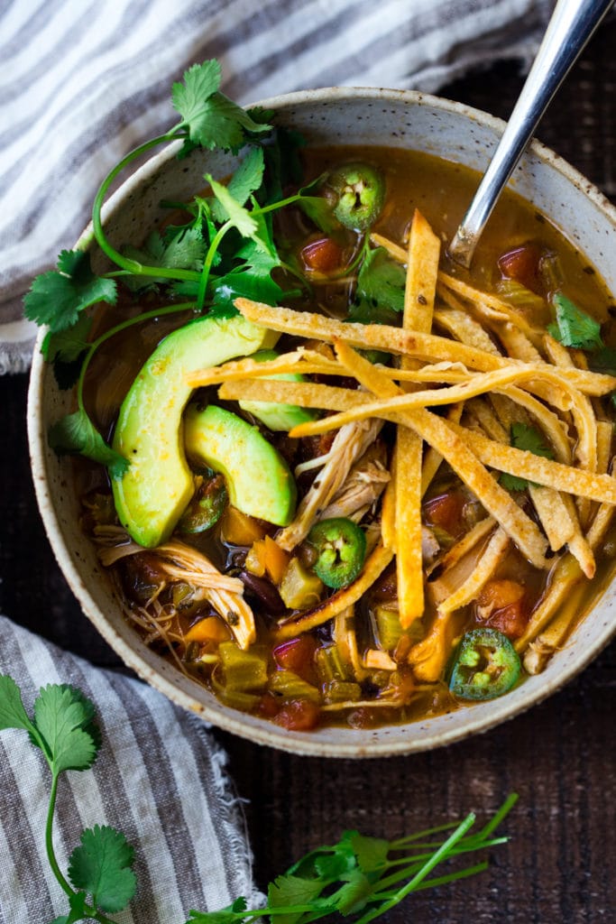 Our Best Chicken Thigh Recipes to make in your Instant Pot: Instant Pot Chicken Tortilla Soup - a fast and flavorful recipe that can be made using dry or canned beans, and using fresh or frozen thighs, or breast meat. Very adaptable! Very easy. Read the Notes!!!