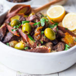Instant Pot Lamb Tagine - meltingly tender, full of Moroccan flavors and only takes 35 minutes in the Instant Pot! | www.feastingathome.com #instantpot #lamb #lambtagine #lambstew
