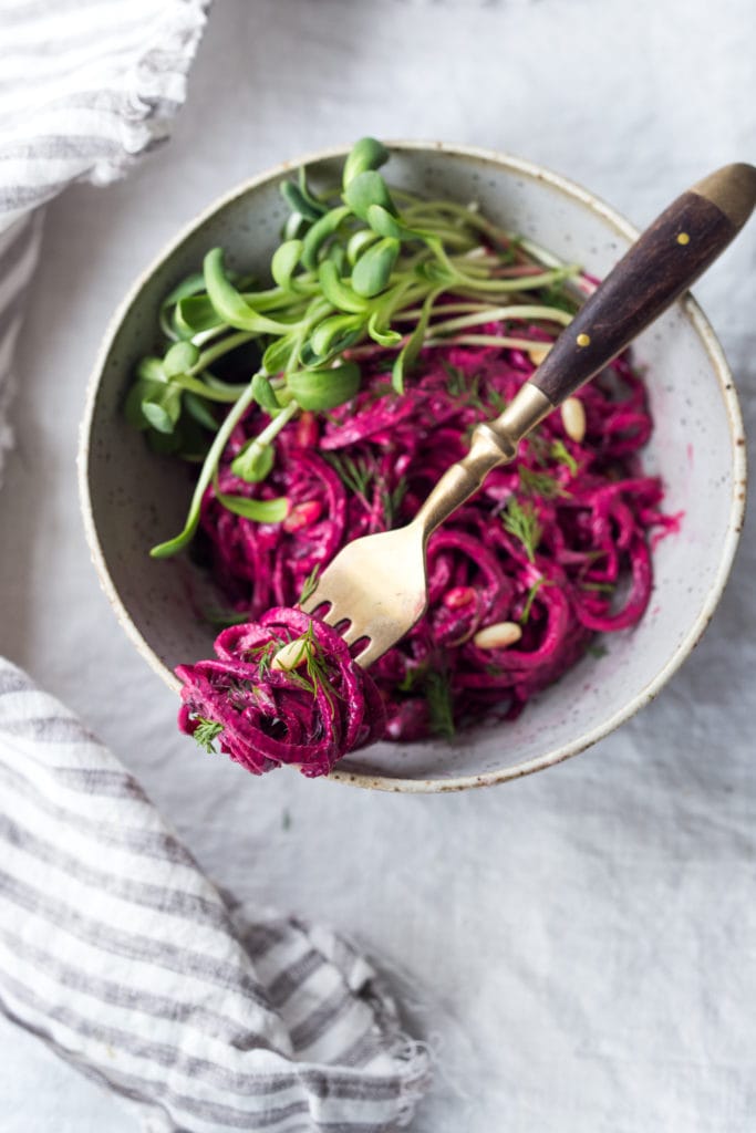 Beet Noodles with Yogurt and Dill Feasting At Home