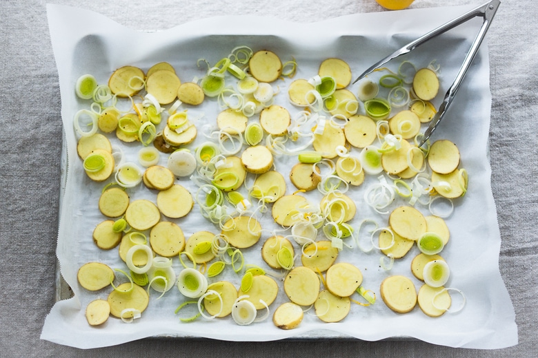 Dover Sole with Lemon, Dill and Leeks, a simple healthy sheet pan dinner that can be made quickly and easily. 