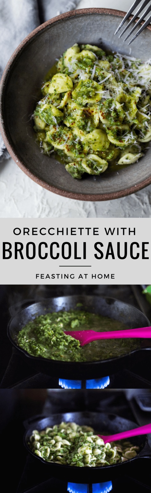 Orecchiette Pasta with Broccoli Sauce - a simple vegetarian Pasta dish hailing from Tuscany. #Orecchiette | www.feastingathome.com