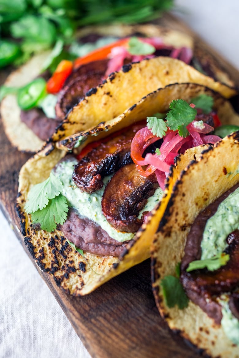 Chipotle Portobello Tacos with Cilantro Crema - Vegan! 