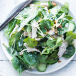 Coconut Poached Chicken and Baby Spinach Salad with Spring Herbs