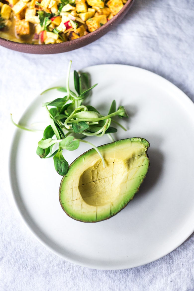 Vegan Curry Tofu Salad- Turn into a hearty wrap, stuff into an avocado or served over a bowl of baby spinach. Flavorful and healthy! | www.feastingathome.com #currytofu