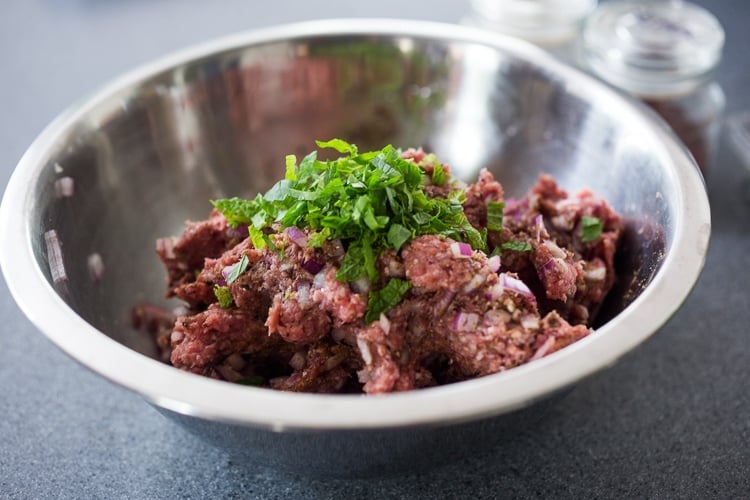 Ground lamb kebabs with mint and Middle Eastern Spices 